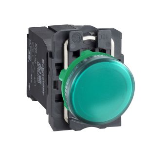 Potpuna signalna žaruljica, zelena, promjera 22, obična leća sa žaruljicom BA9s, 110... 120V