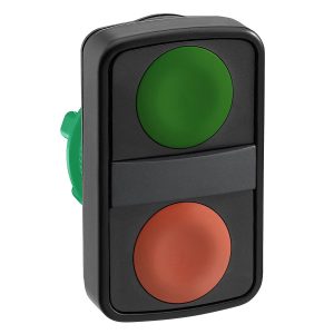 Glava dvostrukog tipkala, zeleno upušteno, crveno upušteno, promjera 22, neoznačeno
