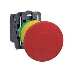 Udarno tipkalo za zaustavljanje u slučaju nužde (gljiva), crveno, sa žutim rubom, promjera 40, za rupu promjera 22, prianjajuće, otpuštanje okretanjem 1R i 1M kontakt
