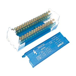 Blok distribucijski 2P, 40A, dolaz: 2 x 10mm2, odlazi: 15 x 4 mm2, tip: BD40A