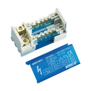 Blok distribucijski, 2P, 100/125A, dolaz: 1 x 10...35mm2, odlazi: 5 x 1,5...6mm2 i, 1 x 6...16mm2, tip BD100/125