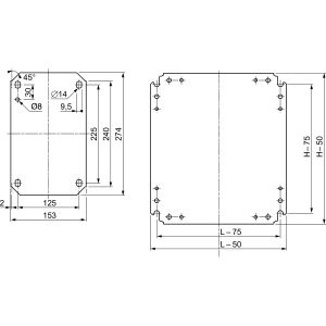 Obična montažna ploča V1000xŠ800mm, galvanizirani čelični lim