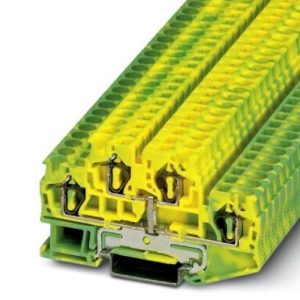 Dvokatna redna stezaljka STTB 4-PE, sa zaštitnim uzemljenjem, opružni priključak, presjek: 0.08 mm2 - 6 mm2, AWG: 28 - 10, š: 6.2 mm, žuto-zelena