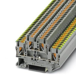 Dvokatna redna stezaljka PTTB 2,5-PE/L, sa zaštitnim uzemljenjem, push-in priključak, presjek: 0.14 mm2 - 4 mm2, siva