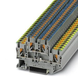 Dvokatna redna stezaljka PTTB 2,5-PE/N, sa zaštitnim uzemljenjem, push-in priključak, presjek: 0.14 mm2 - 4 mm2, siva