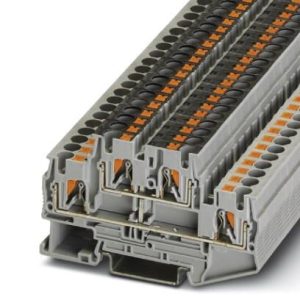 Dvokatna redna stezaljka PTTB 4-PV, With equipotential bonder, push-in priključak, presjek: 0.2 mm2 - 6 mm2, siva