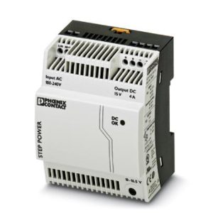 Ispravljač STEP POWER, ulaz: 1 faza, izlaz: 15 V DC/4 A, za ugradnju na DIN šinu. STEP-PS/ 1AC/15DC/4