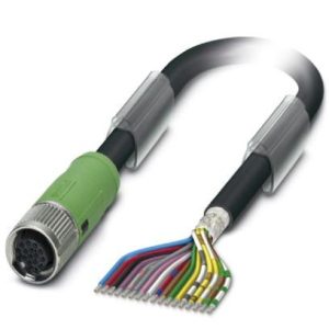 Senzor/actuator kabel, 1,5 m, 17 konekcija, PUR, bez halogena, sivo-crni, s ravnim ženskim konektorom M12 SPEEDCON, SAC-17P- 1,5-35T/FS SH SCO