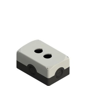 Plastična kutija, siva, s dva otvora promjera 22mm