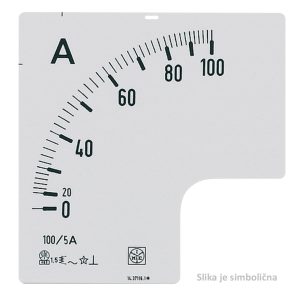 Skala: 0 - 250A, za ampermetar RQ72E, dimenzija 72 x 72 mm, ulaz: 5A